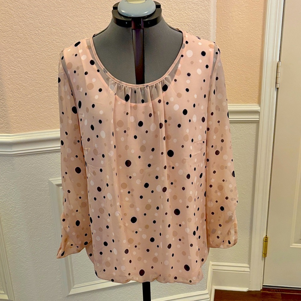 Polka Dot Blouse - Pink and Black